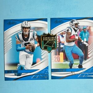 2 Carolina Panthers Bryce Young & X.Leggett 2024 Absolute NFL Cards & Logo pin